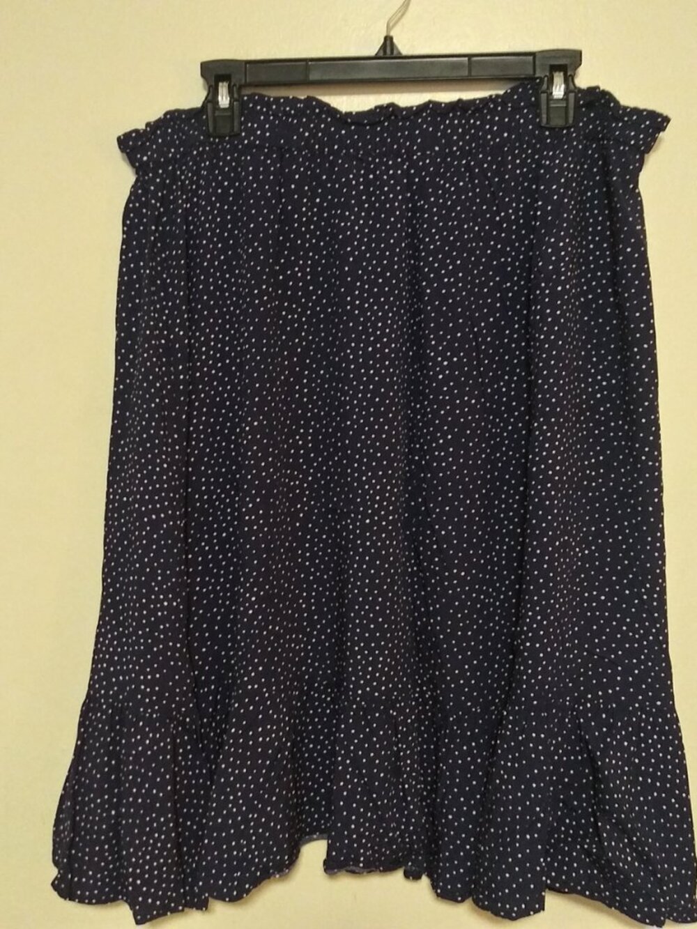 Mixit Navy Blue Polka Dot Ruffle Hem Midi Cottagecore Skirt Women's Size: XL